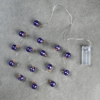 Гирлянда &laquo;Нить&raquo; 1.6 м с насадками &laquo;Синие шарики&raquo;, IP20, серебристая нить, 15 LED, батарейки ААх2 (нет в комплекте), свечение белое