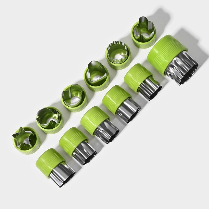 Набор овощерезок Доляна &laquo;Вкус&raquo;, 12 предметов, зелёный