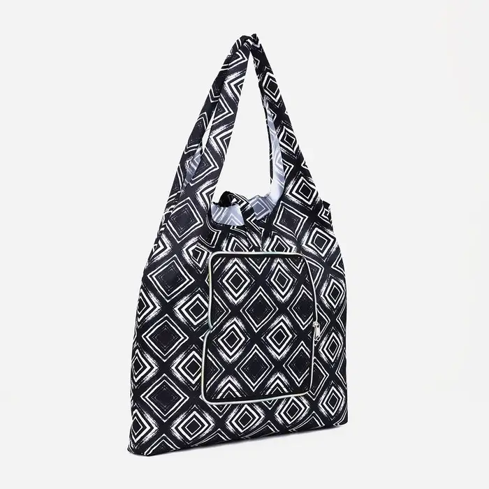 Сумка хозяйственная на кнопке, складная, цвет чёрный