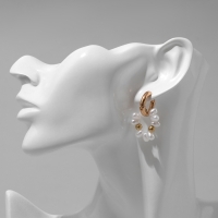 Серьги со съёмным элементом &laquo;Трансформер&raquo; клевер-сердце, цвет бело-бежевый в золоте