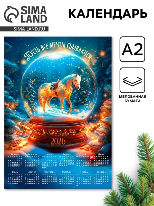 Календарь 2026 &laquo;Снежный шар&raquo;, А2