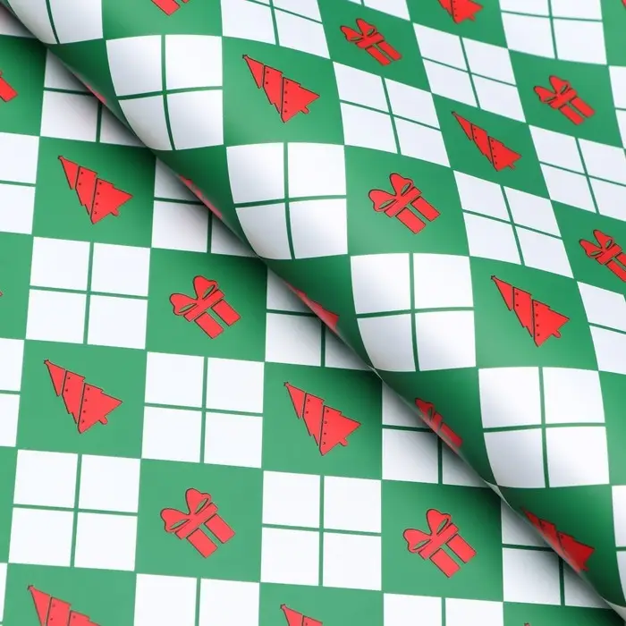 Пленка упаковочная для цветов, &laquo;Новогодний калейдоскоп&raquo;, зелёная 56 см&times;56 см