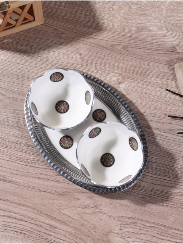 Менажница "Винтаж" (набор 2 шт) 10х10х5,5 см, на подносе, алюминий