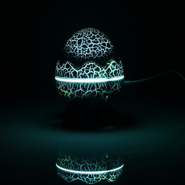 Световой прибор &laquo;Яйцо динозавра&raquo; 10 см, динамик, съёмная полусфера, свечение RGB, пульт ДУ, USB, синий