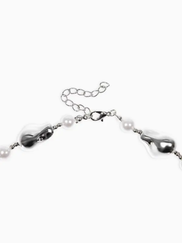 Бусы "Жемчуг Борокко", цвет белый в серебре 40+удл