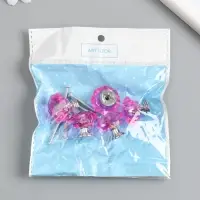 Ручка для шкатулки металл "Кристалл розовый" серебро 2,6х2,6х2,4 см