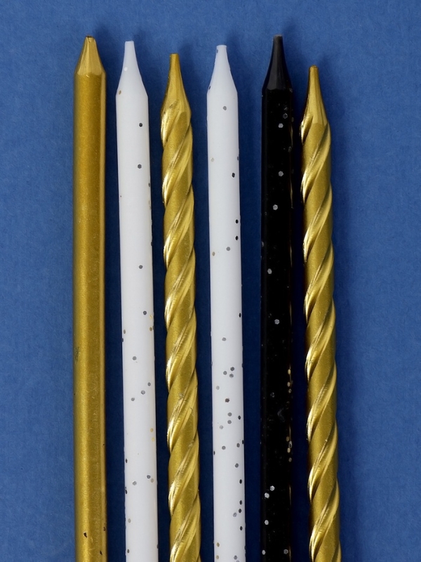 Свечи в торт "Праздничное волшебство", 6 шт, белый, черный, золотой