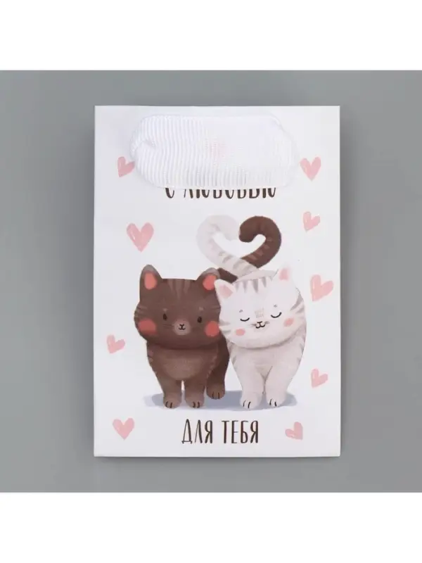 Пакет подарочный ламинированный, упаковка, &laquo;Котики&raquo;, 7&times;10&times;7 см