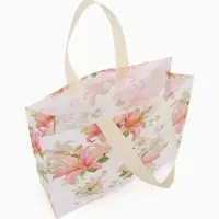 Сумка для покупок Цветы, 32*10*26. отд без молнии,  белый