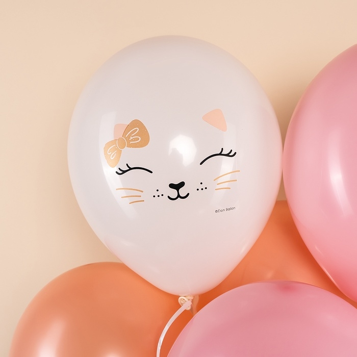 Воздушный шар латексный 12" "Кошечка с бантом" ассорти, пастель, 1ст., набор 25 шт., МИКС