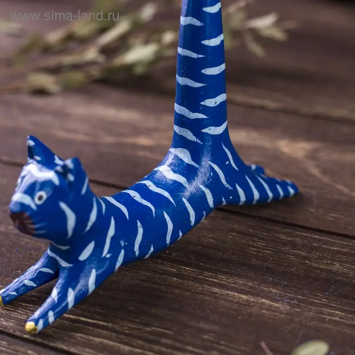 Сувенир дерево "Кошка синяя под кольца" 13х3х14 см