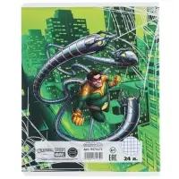 Тетрадь в клетку 24 листа, 5 видов МИКС, тиснение, обложка мелованный картон, &laquo;Человек-паук&raquo;