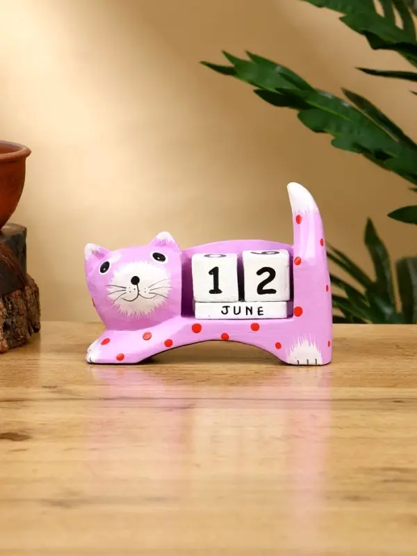 Календарь настольный &laquo;Кошка&raquo;, 14&times;4&times;10 см, дерево, сиреневый