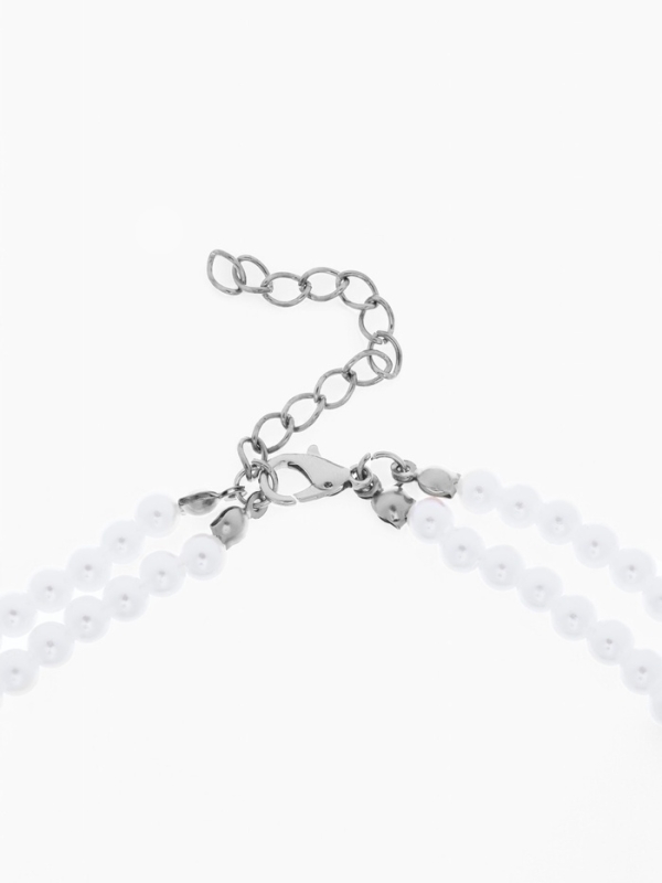 Кулон с жемчугом &laquo;Сердце&raquo; бусина №6, цвет белый в серебре, 45 см