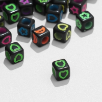 Бусина из акрила «Рисунки» неон МИКС, 6×6 мм, (набор 10 г), цвет МИКС Бусина из акрила «Рисунки» неон МИКС, 6×6 мм, (набор 10 г), цвет МИКС