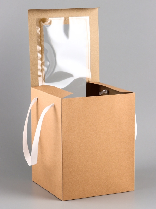 Коробка для цветов, 20 х 20 х 25 см, крафт