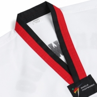 Добок (кимоно) для Тхэквондо, белый, черно-красный ворот, детский, размер 150