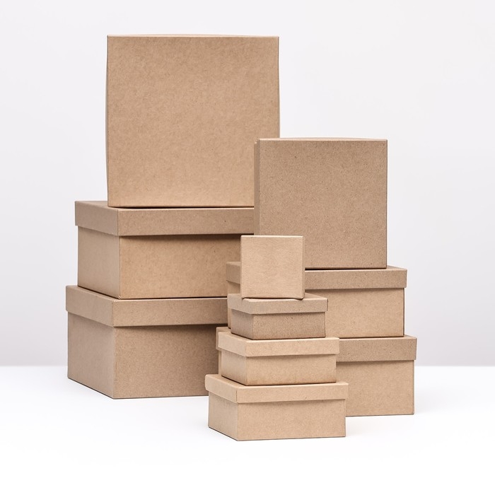 Набор коробок квадратных 10 в 1 крафт ,24,5 х 24,5 х11,5 - 6,5 х 6,5 х 4 см, Набор коробок квадратных 10 в 1 крафт ,24,5 х 24,5 х11,5 - 6,5 х 6,5 х 4 см,