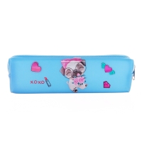 Пенал школьный на молнии Собачки Голубой