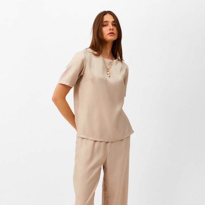 Костюм женский (футболка, брюки) MINAKU: Enjoy цвет бежевый, размер 46 Костюм женский (футболка, брюки) MINAKU: Enjoy цвет бежевый, размер 46