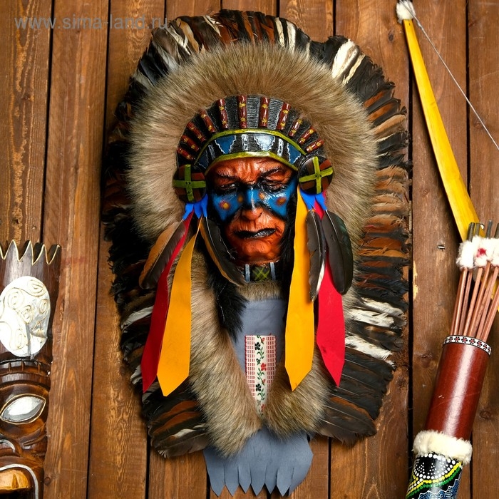 Панно "Индеец Кичи" 40х15х60 см, МИКС