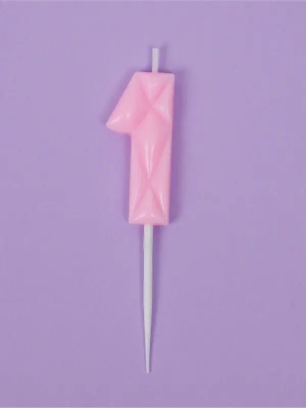 Свеча для торта &laquo;Цифра 1&raquo;, светло-розовая