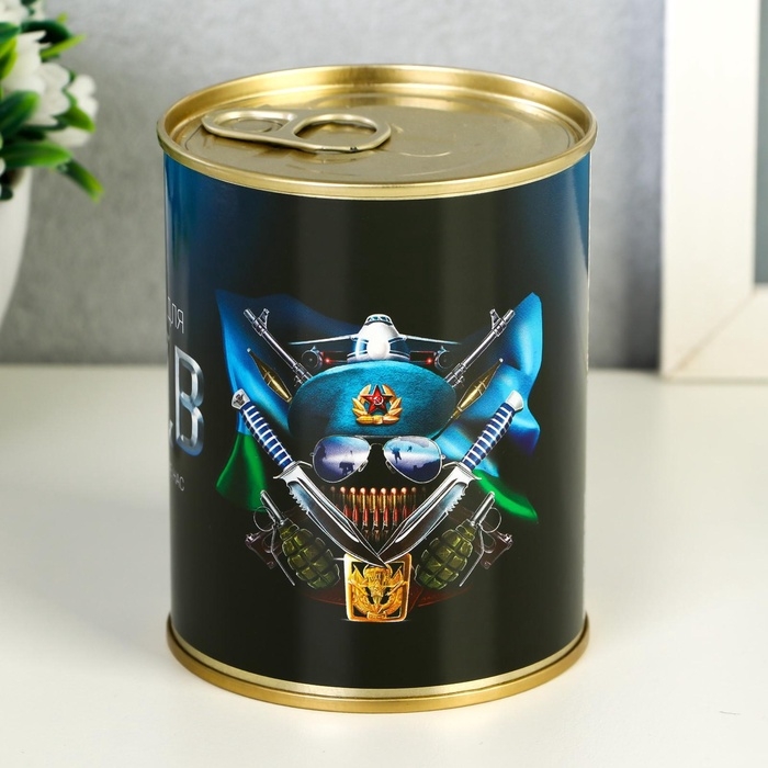 Подарочные носки в банке «ВДВ», (внутри носки мужские, цвет чёрный) Подарочные носки в банке «ВДВ», (внутри носки мужские, цвет чёрный)