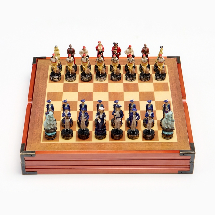 Шахматы сувенирные "Пиратская схватка", h короля-8 см, пешки-6 см, 36 х 36 см