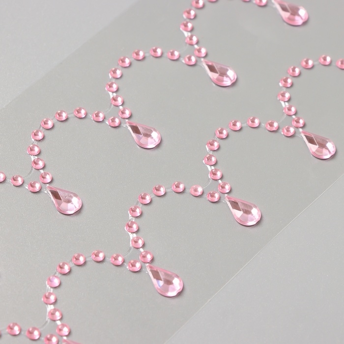 Наклейка пластик стразы "Подвесы" розовая 35х8 см