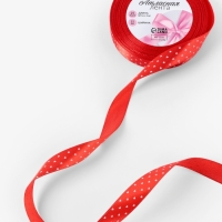 Лента атласная &laquo;Сердечки&raquo;, 15 мм, 23&plusmn;1 м, красная №026