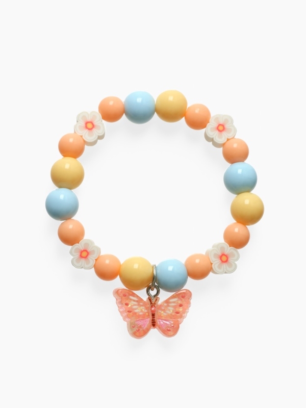 Браслет детский "Выбражулька" фимо с бусинами, бабочка с бусинами, цветной