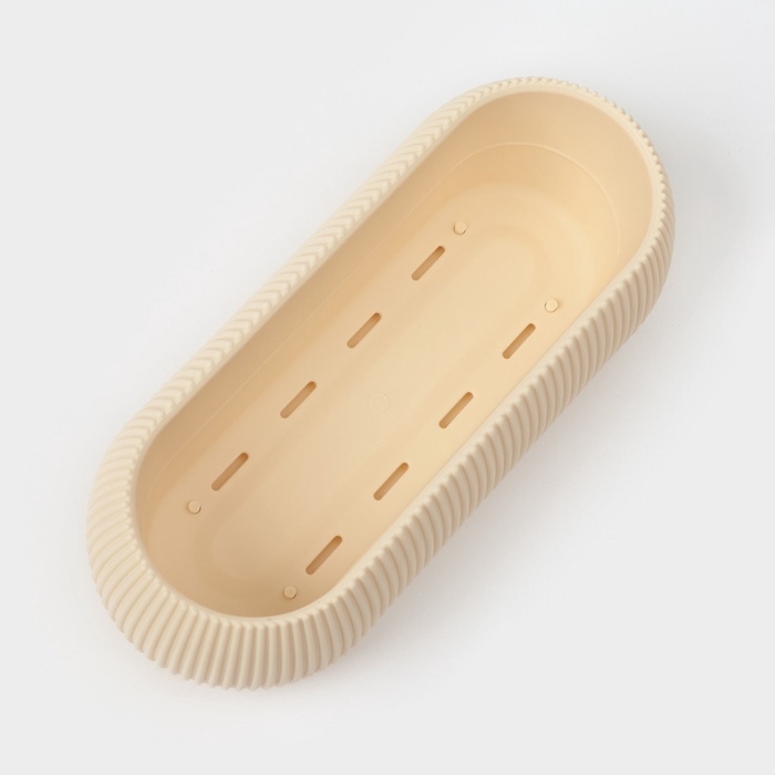 Кашпо для цветов с поддоном Rasfill, 1,3 л, 20,5&times;8,5&times;7 см, овальное, бежевое