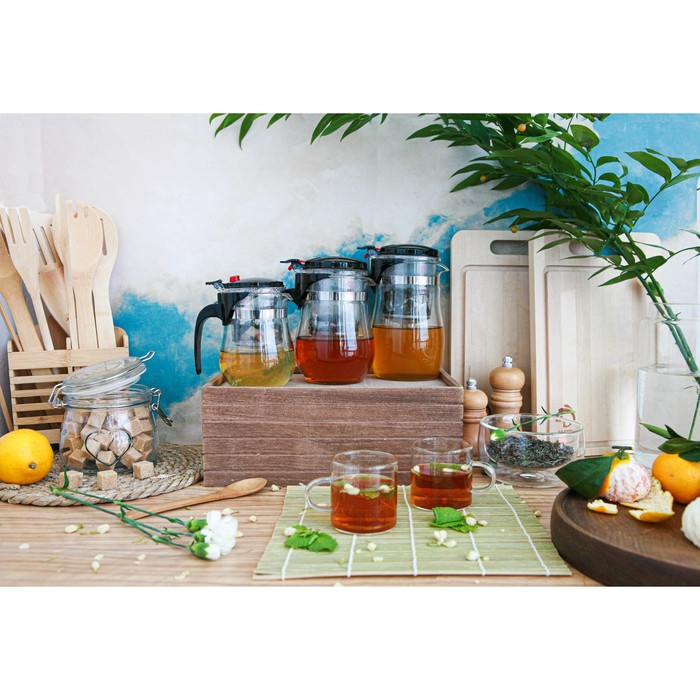 Чайник стеклянный заварочный Magistro «Мехико», 350 мл, с металлическим ситом, пластиковая колба Чайник стеклянный заварочный Magistro «Мехико», 350 мл, с металлическим ситом, пластиковая колба