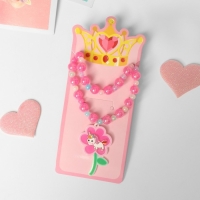 Набор детский &laquo;Выбражулька&raquo; 2 предмета: браслет, кулон, цветок волшебный, цвет розовый