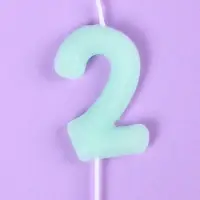 Свеча в торт &laquo;Цифра 2&raquo;, светящаяся голубая, 9 см