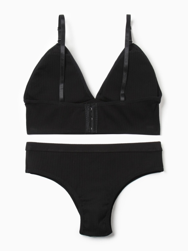 Комплект женский (топ, трусы) цвет черный, размер 46-48