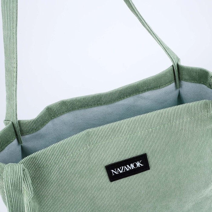 Сумка шопер вельветовый без застёжки, зелёный