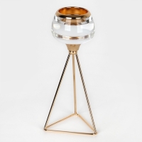 Подсвечник металл, стекло на 1 свечу &laquo;Изысканность&raquo; цвет золото 9.5 х 9.5 х 22.5 см