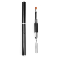 Кисть-шпатель для акрил-геля, лепесток, 14 см, d - 6 &times; 9 мм, цвет чёрный/серебристый