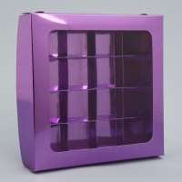 Коробка для конфет, кондитерская упаковка, 16 ячеек &laquo;Фиалка&raquo;, 18.9 х 18.9 х 3.8 см