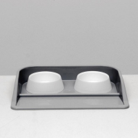 Миски с лотком "Феликс" 0,3 л, 41 x 30 x 6 см, серый лоток, белые миски