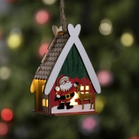 Ёлочная игрушка &laquo;Домик с Сантой&raquo;, от батареек, свечение тёплое белое
