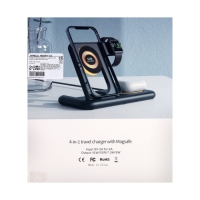 Беспроводное зарядное устройство 3 в 1 Y36, 15 W, складная, подсветка, USB, Type-C, чёрная Беспроводное зарядное устройство 3 в 1 Y36, 15 W, складная, подсветка, USB, Type-C, чёрная