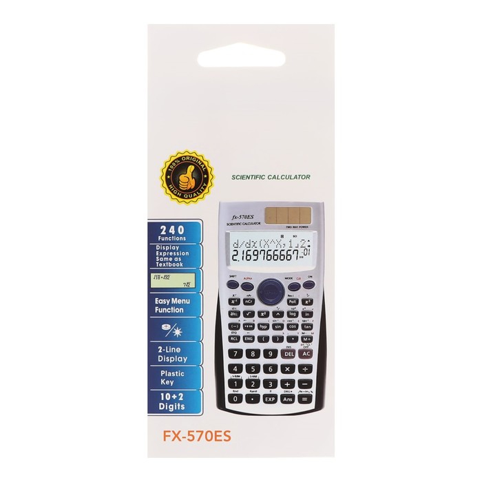 Калькулятор инженерный, 10-разрядный, fx-570ES, двойное питание, двухсточный Калькулятор инженерный, 10-разрядный, fx-570ES, двойное питание, двухсточный