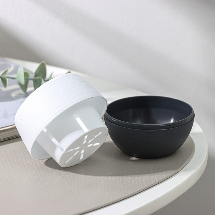 Горшок для цветов с поддоном &laquo;Япония&raquo;, 125 мл, d=8 см, h=6,5 см, цвет белый-графитовый