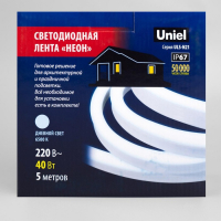 Гибкий неон Uniel 8 &times; 16 мм, IP67, 5 м, SMD2835, 120 LED/м, 220 В, свечение белое