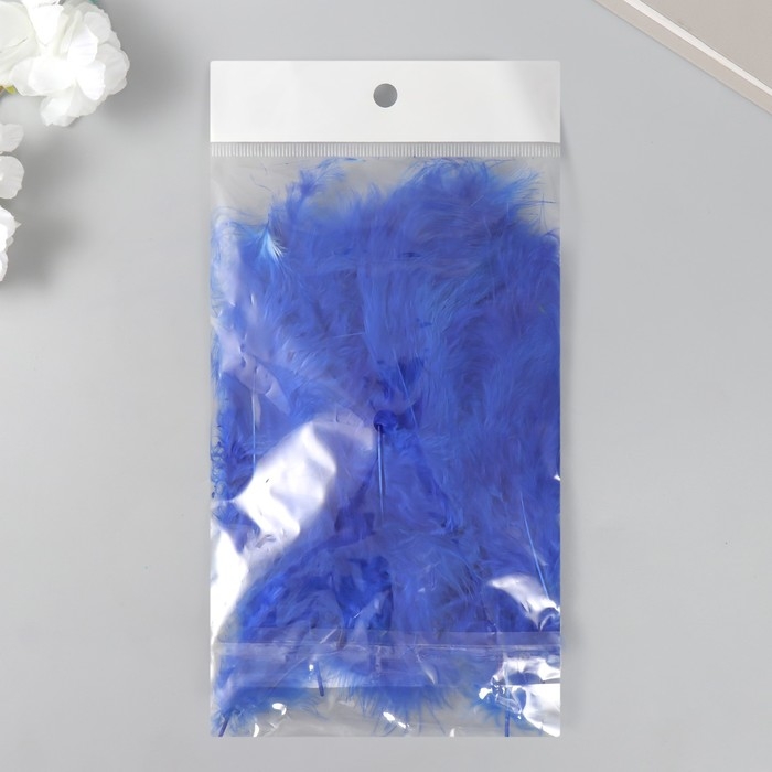 Перо декоративное гусиное пуховое Перо декоративное гусиное пуховое "Сапфировый синий" набор 40 шт h=10-15 см
