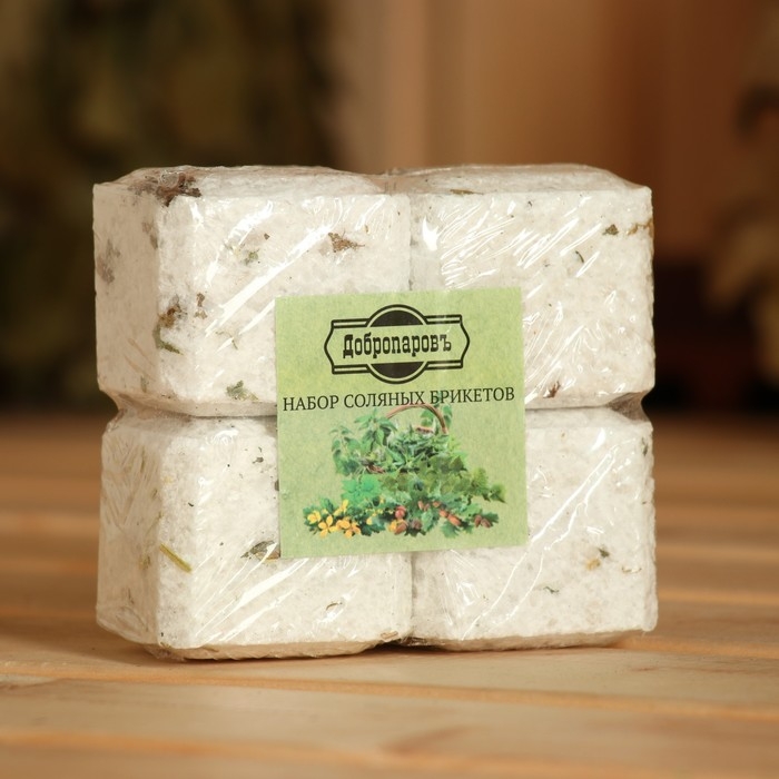 Соляной брикет набор 4 шт "Чистотел, крапива, береза, дуб" по 200 гр "Добропаровъ"