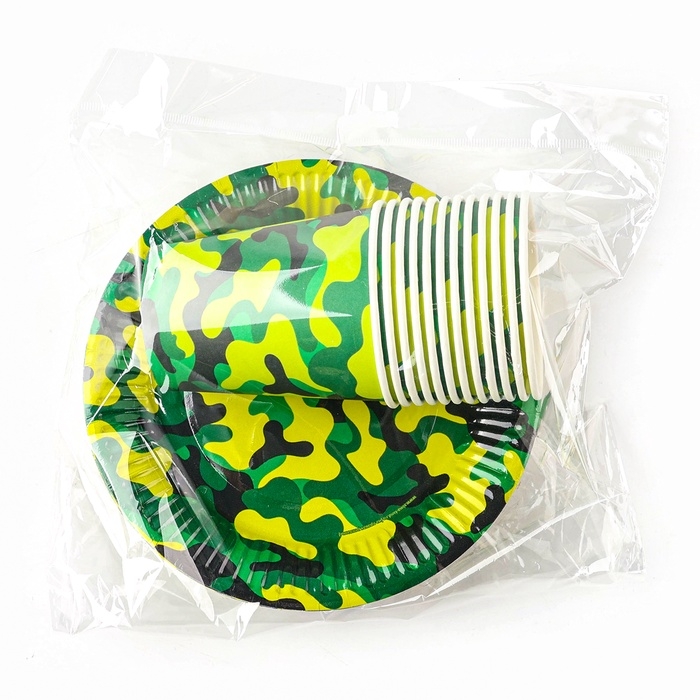 Набор посуды одноразовый &laquo;Военный&raquo;, 12 стаканов, 12 тарелок