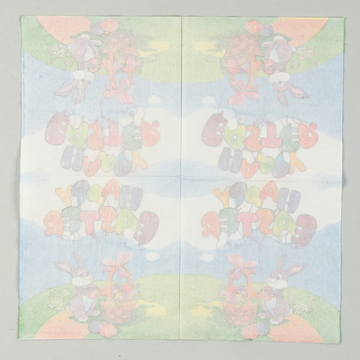 Салфетки бумажные &laquo;Счастливой Пасхи&raquo; кролик с корзинкой, 33х33 см, набор 20 шт.